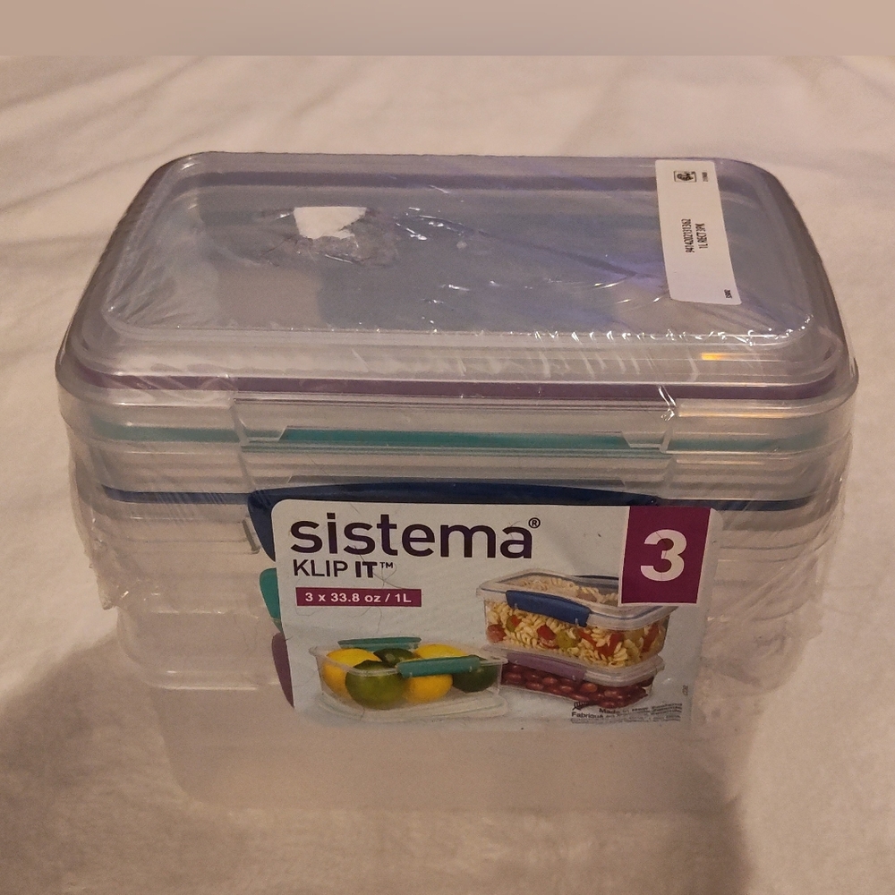 stem Klip It Food Storage Container Set - Clear and Blue
